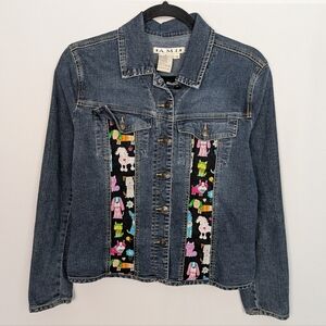 A.M.I Denim Jean Jacket Dog Graphics